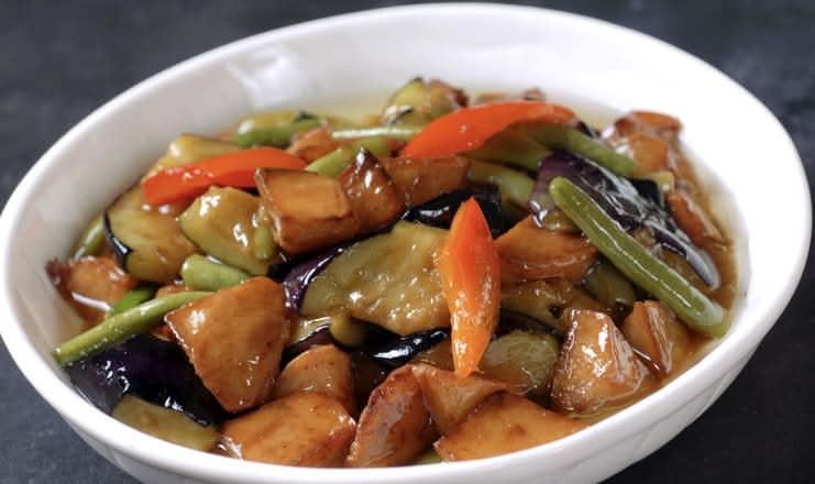Fried Eggplant, Potato and Capsicum (地三鲜)